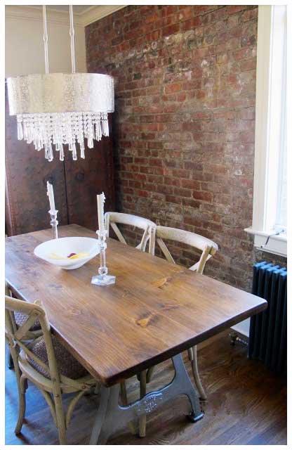 dining interior design brick wall