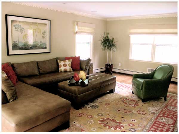 living room design leather couch