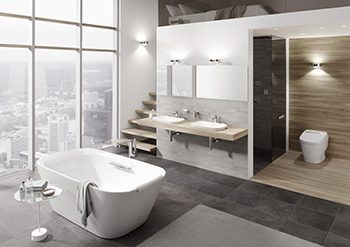 Modern bathroom with intelligent toilet